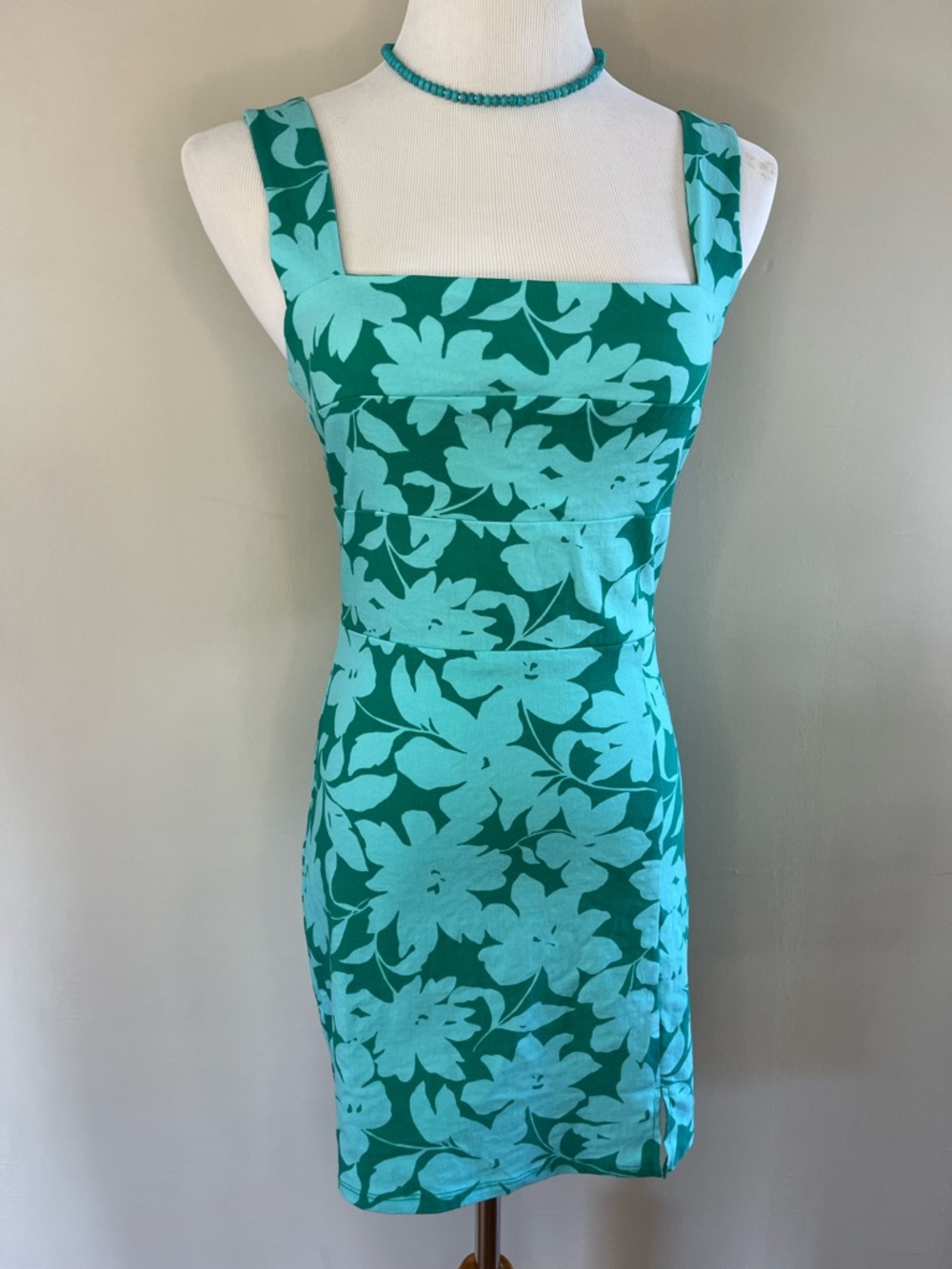 Altar’d State Square-Neck Floral Dress in Teal
